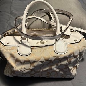 White & cream COACH bag